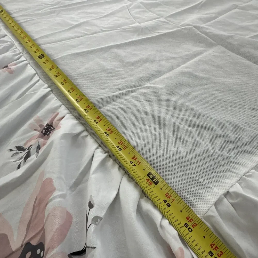BEEWEED Floral Crib Blanket Comforter, Skirt, Diaper Holder, Bear Rug Pink Rose‎